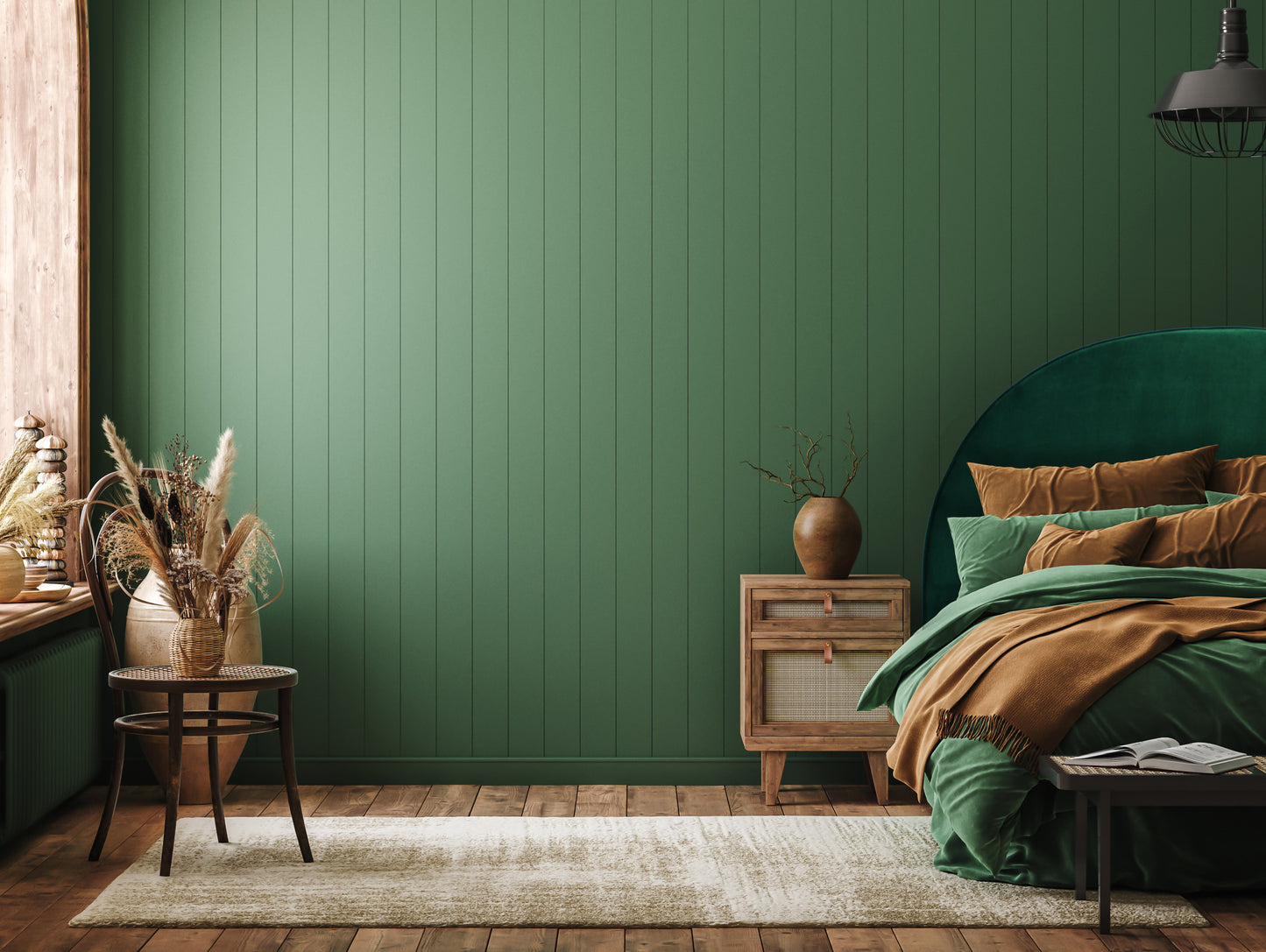 Arched Bedhead - Green Velvet