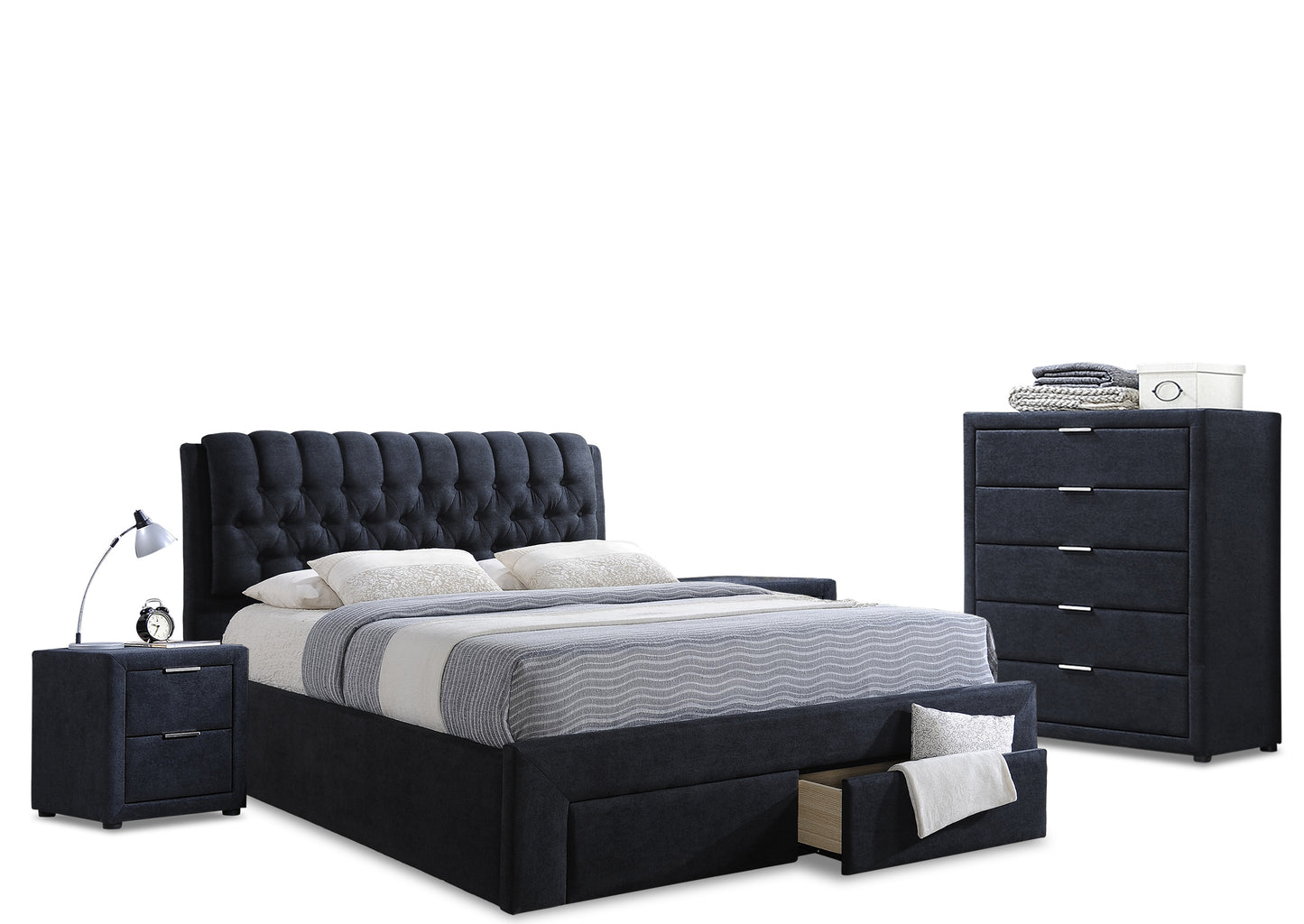 Dusk Bedroom Set (4 Piece) - Charcoal