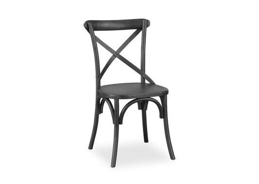 Cross Back Chair - Black (Timber Seat)