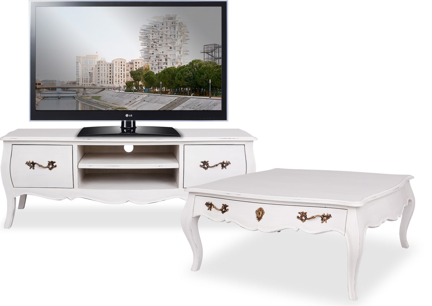 Belle ETU & Coffee Table Set - White