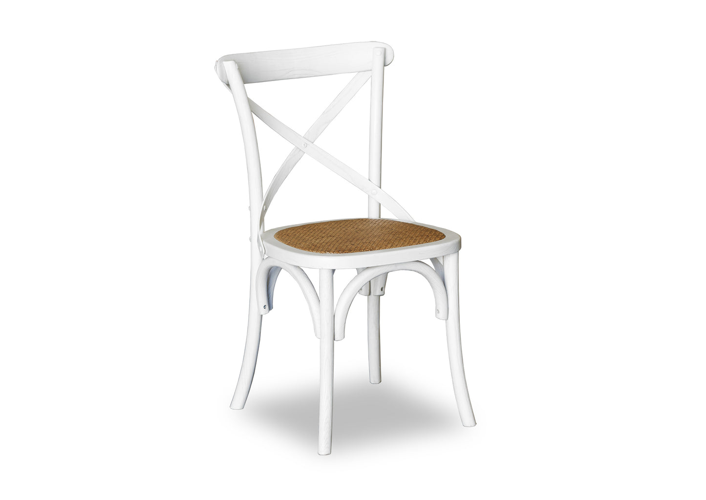 Cross Back Chair - White (Rattan Seat)