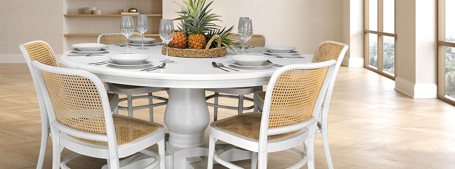 Parisienne Hamptons Round Dining Tables, Brisbane Furniture