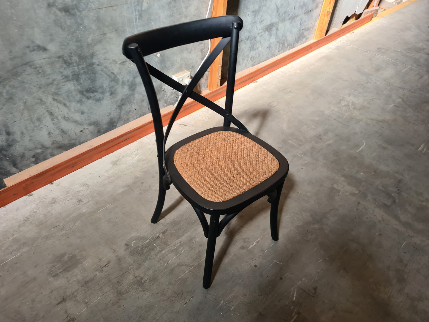 Factory Second - Black - Cross Back Chair - Shabby Black (Single)