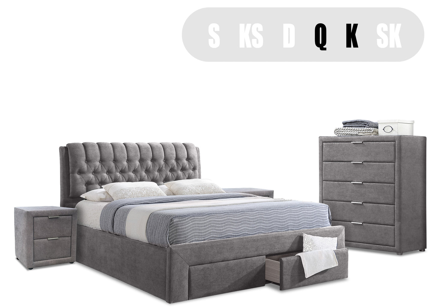 Dusk Bedroom Set (4 Piece) - Graphite