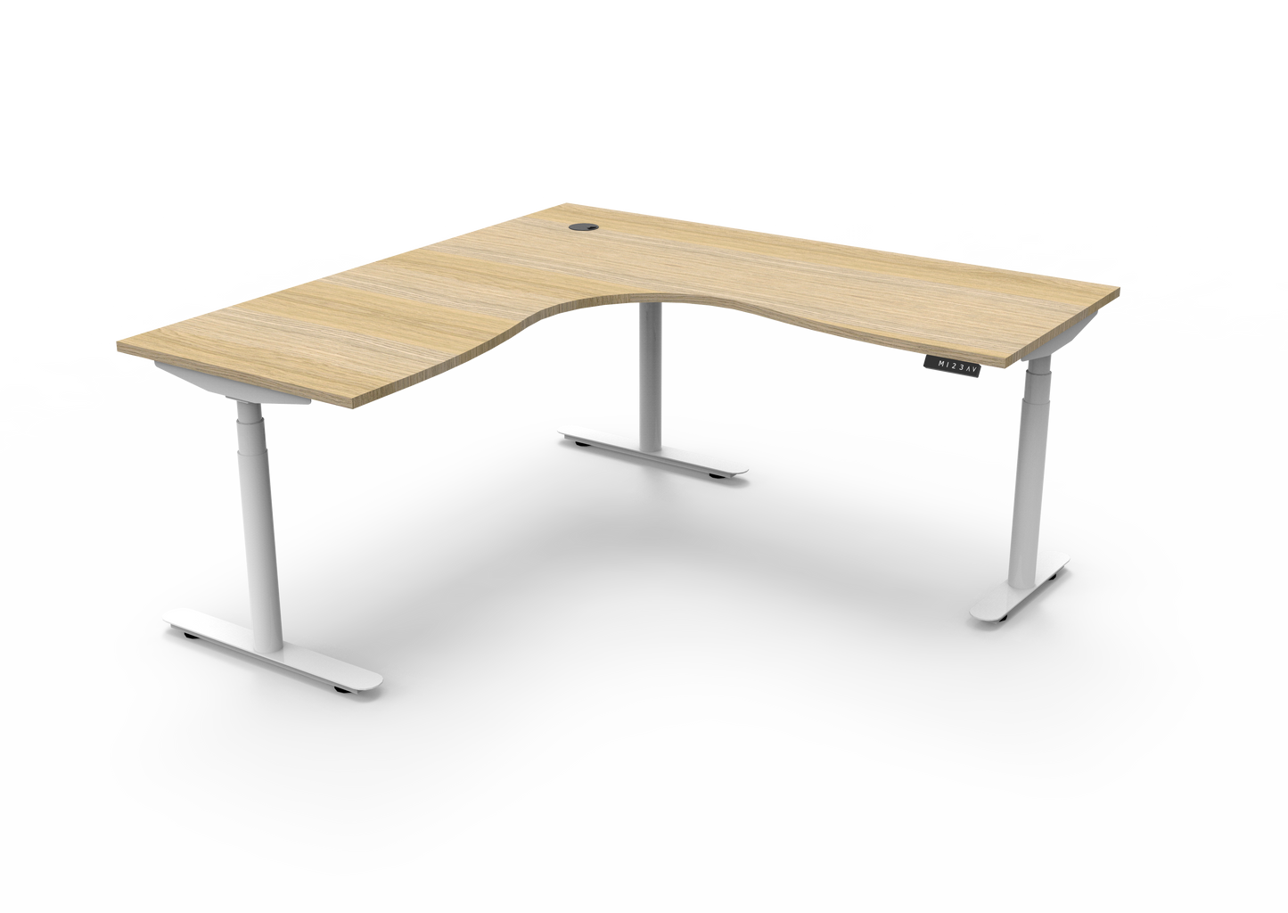 ErgoPro Sit Stand Corner Desk - Oak & White