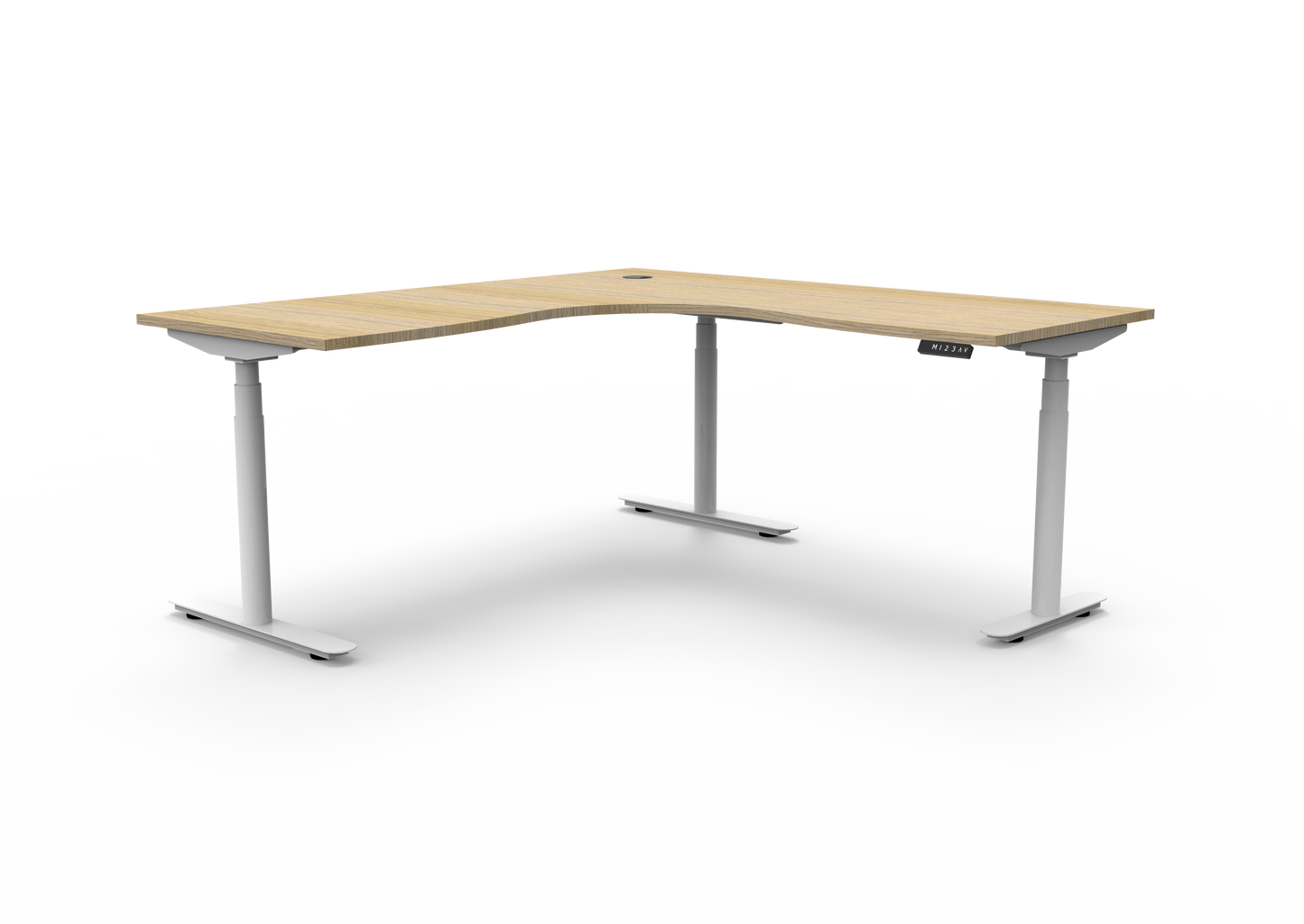 ErgoPro Sit Stand Corner Desk - Oak & White