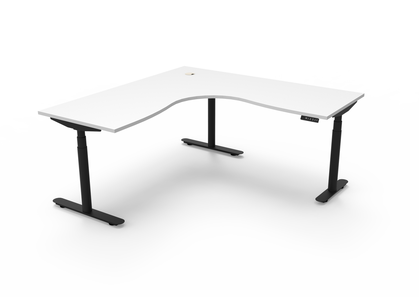 ErgoPro Sit Stand Corner Desk - White & Black