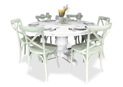 Parisienne White & Cross Back Dining Suite (1500mm)