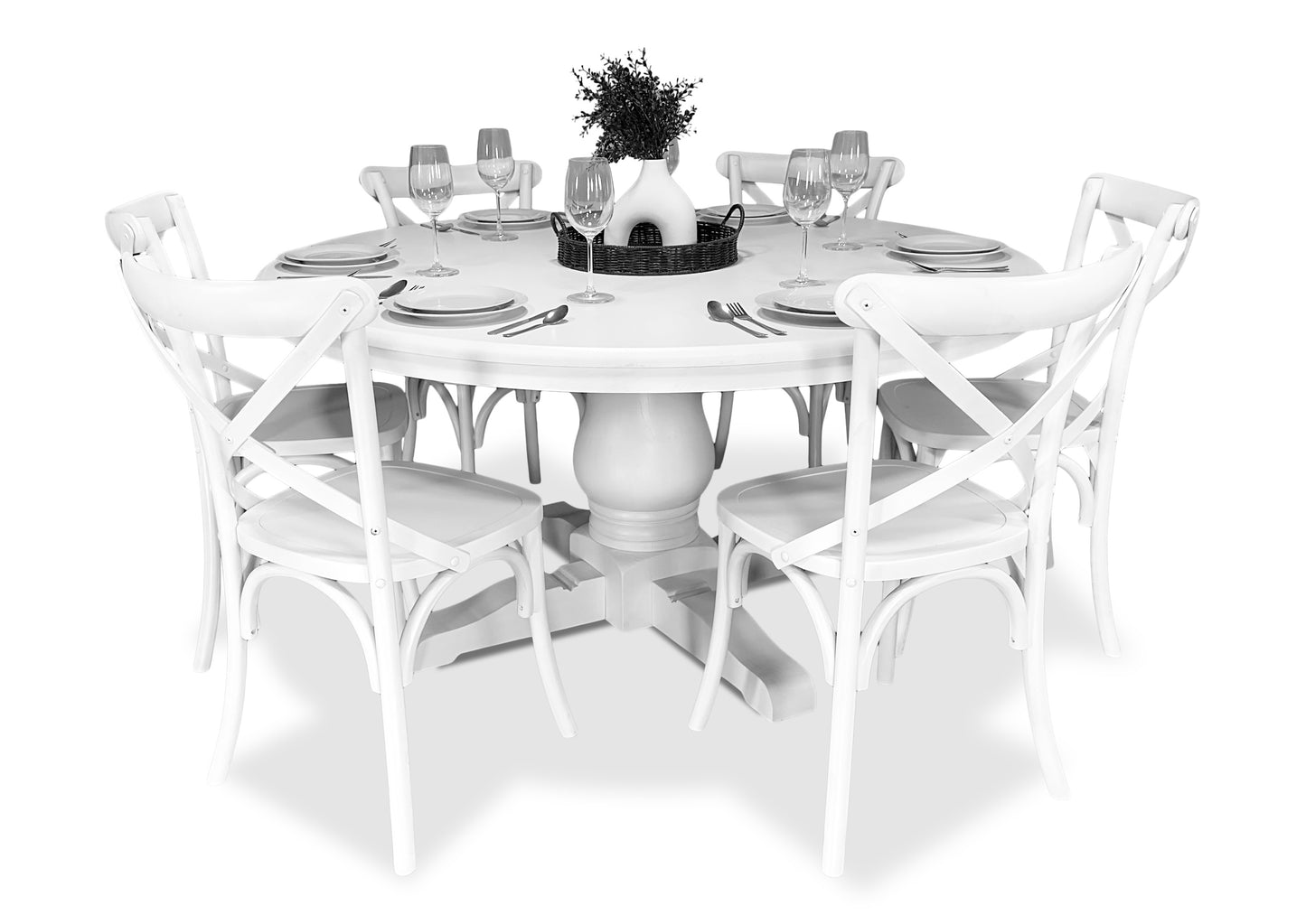 Parisienne White & Cross Back Dining Suite (1500mm)