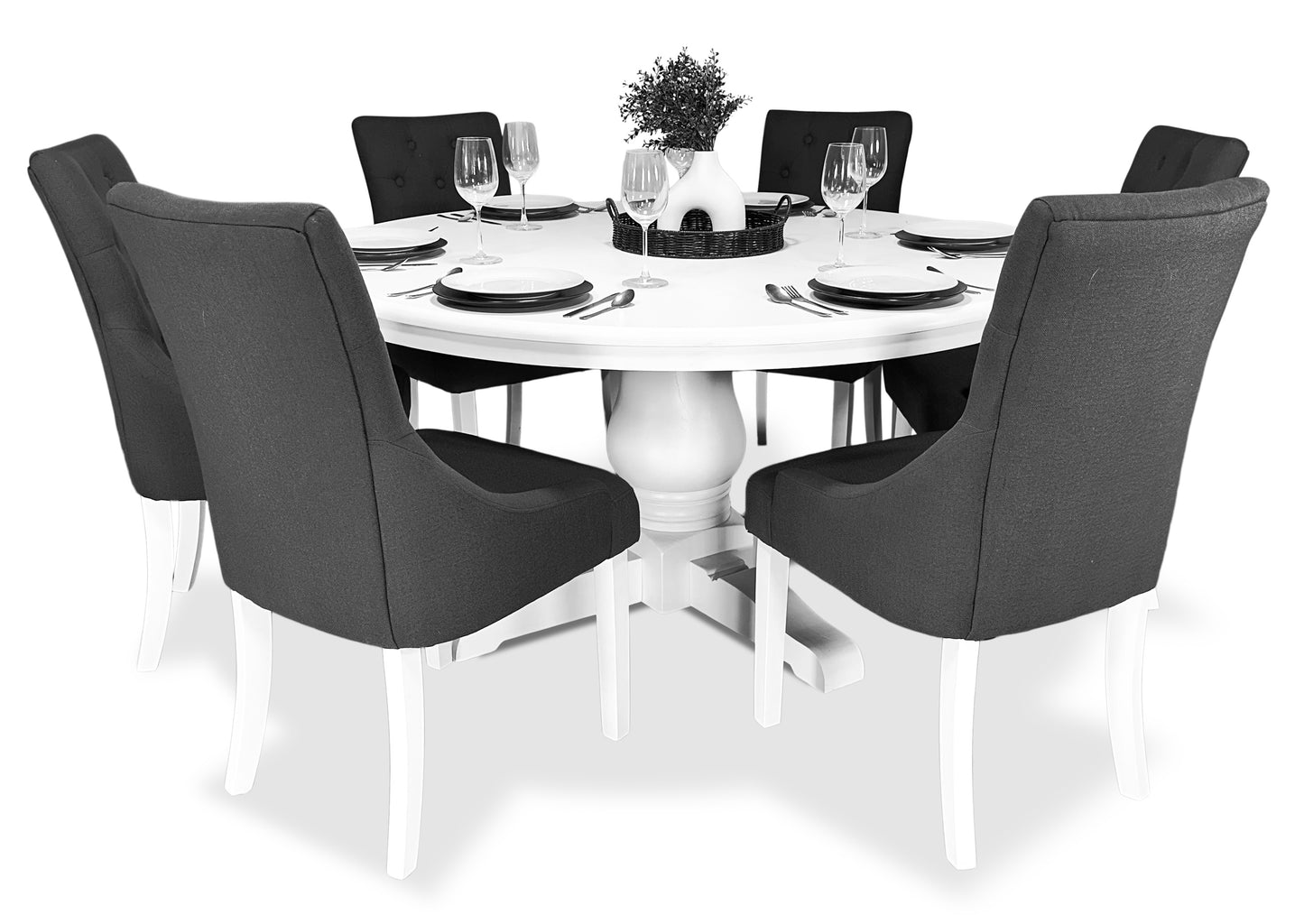 Parisienne White & Scoop Back Dining Suite (1500mm)