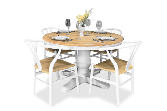 Parisienne White/Oak & Wishbone Dining Suite (1200mm)