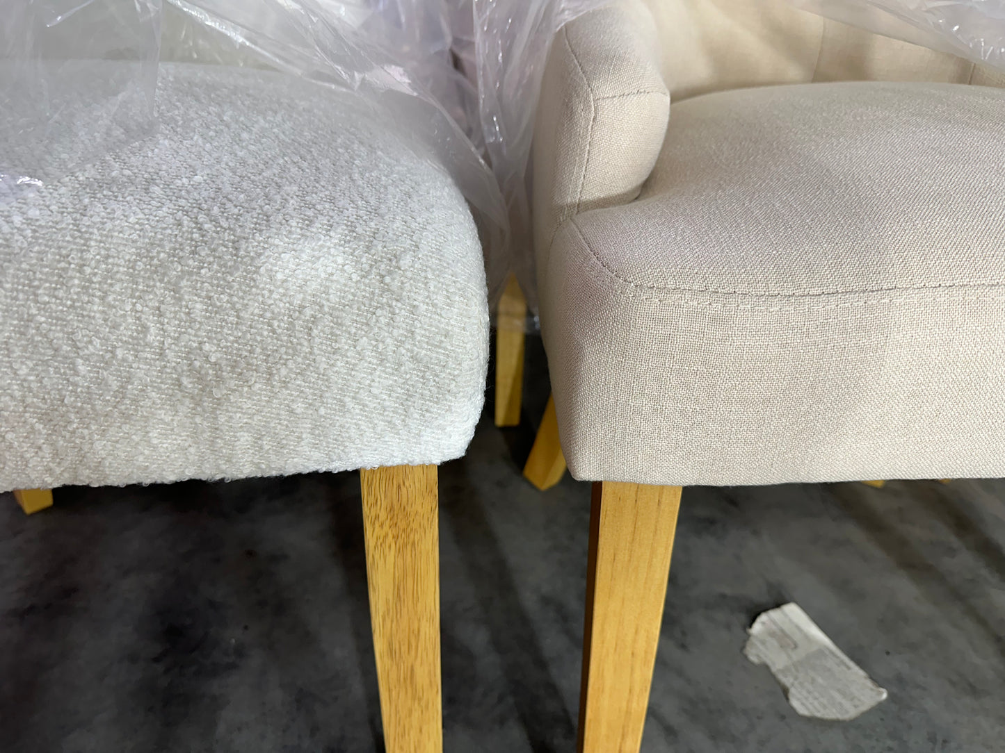 Scoop Back Chair - White Bouclé (Antique Legs)