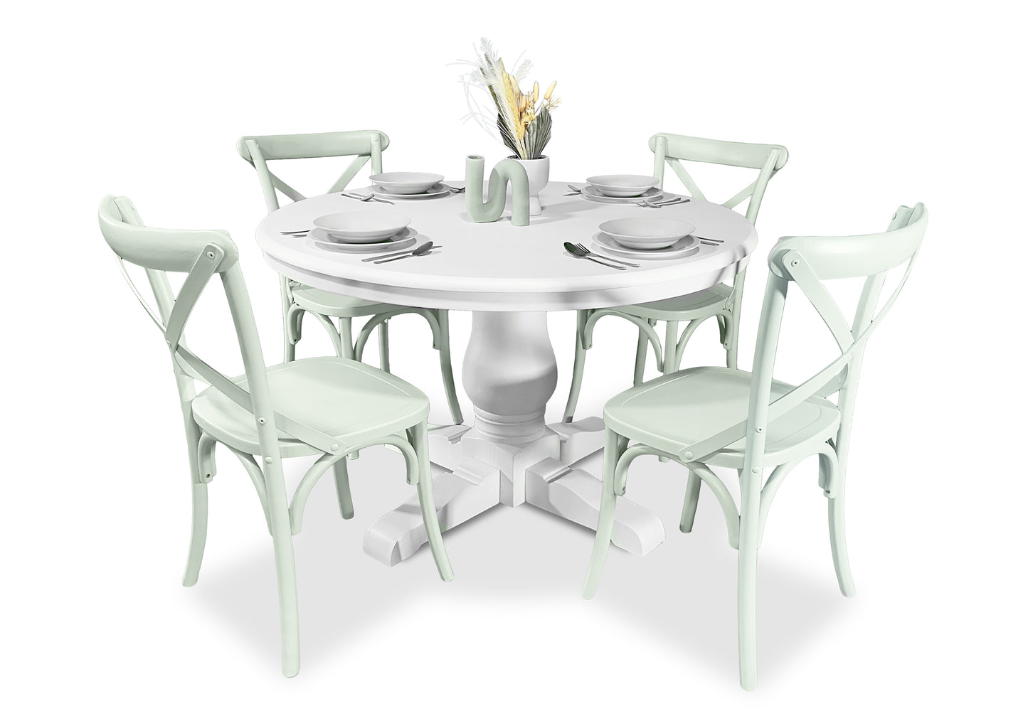 Parisienne 1200 (White) & Cross Back Dining Suite