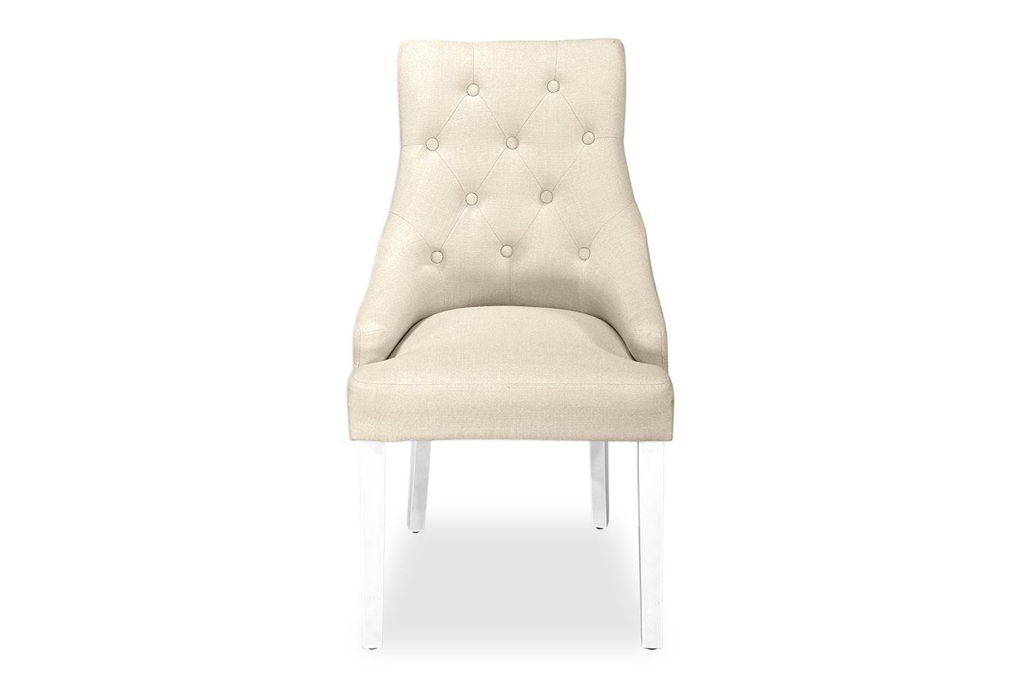 Scoop Back Chair - Natural Linen (White Legs)