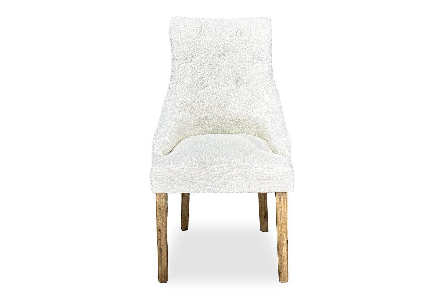 Scoop Back Chair - White Bouclé (Antique Legs)