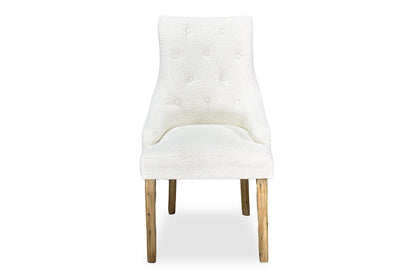 Scoop Back Chair - White Bouclé (Antique Legs)