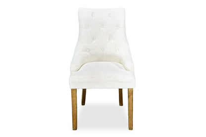 Scoop Back Chair - White Bouclé (Plantation Legs)