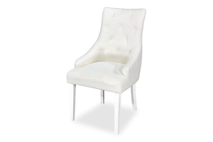 Scoop Back Chair - White Bouclé (White Legs)