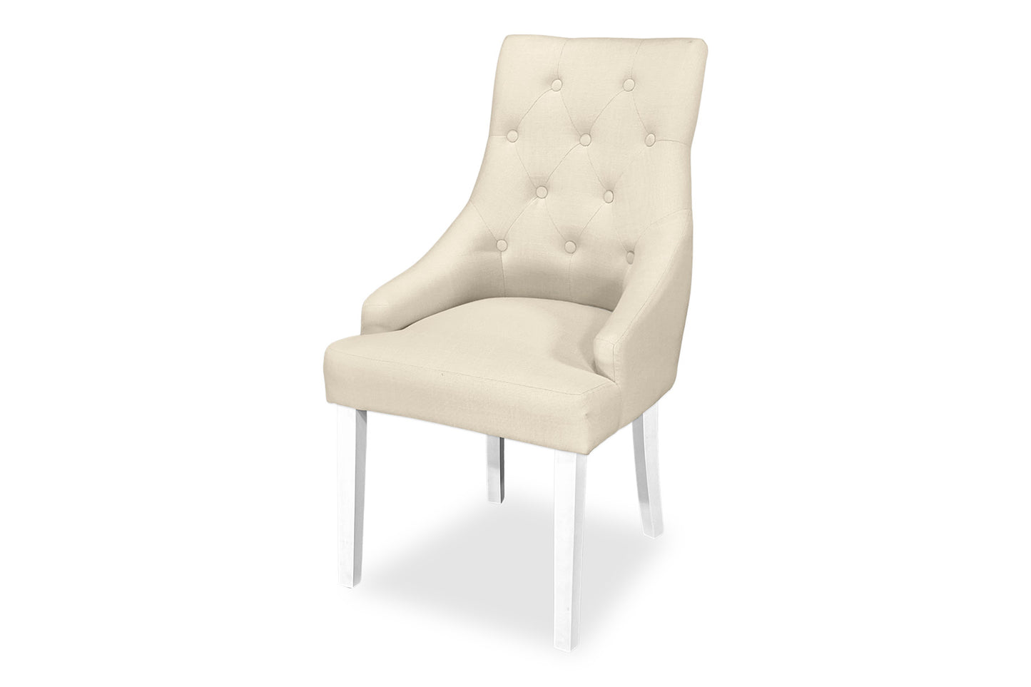 Scoop Back Chair - Natural Linen (White Legs)