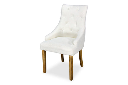 Scoop Back Chair - White Bouclé (Plantation Legs)