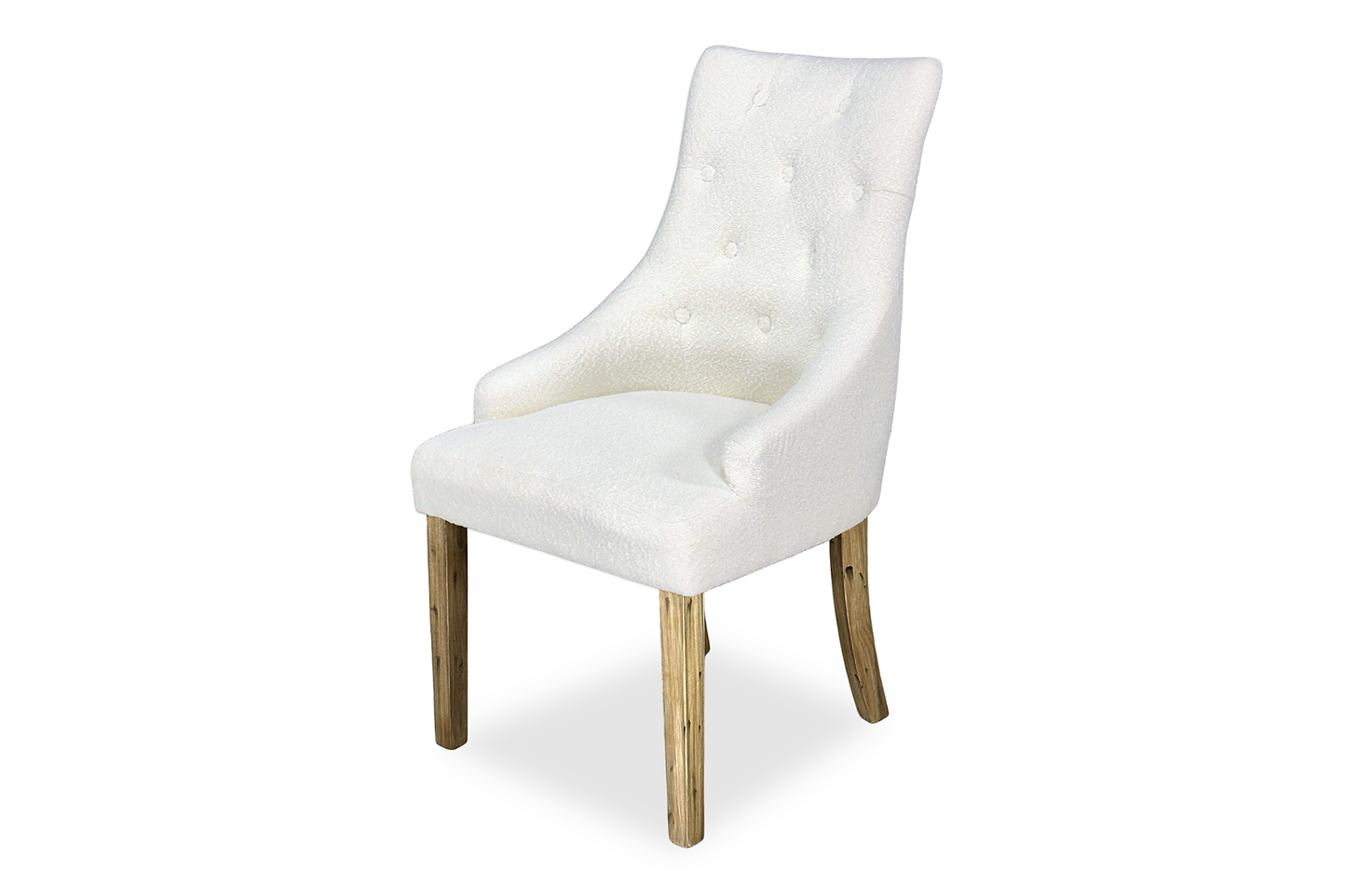 Scoop Back Chair - White Bouclé (Antique Legs)