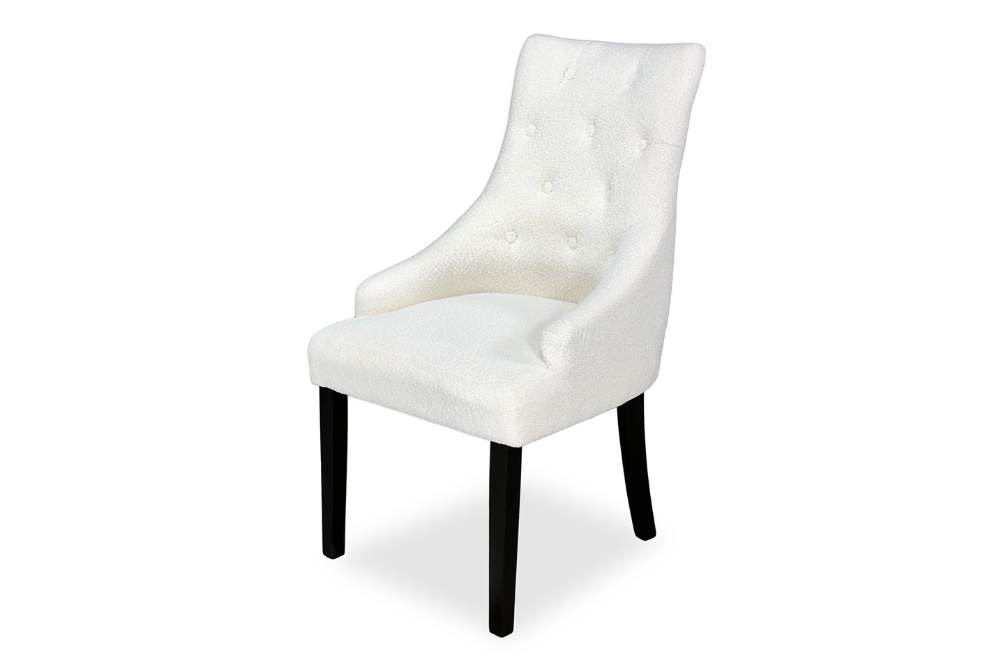 Scoop Back Chair - White Bouclé (Black Legs)