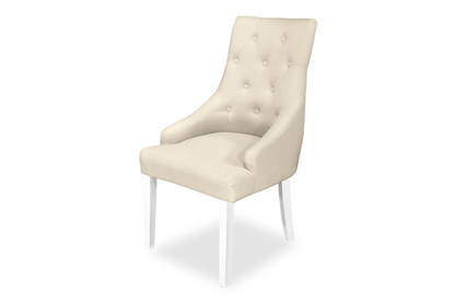 Scoop Back Chair - Natural Linen (White Legs)