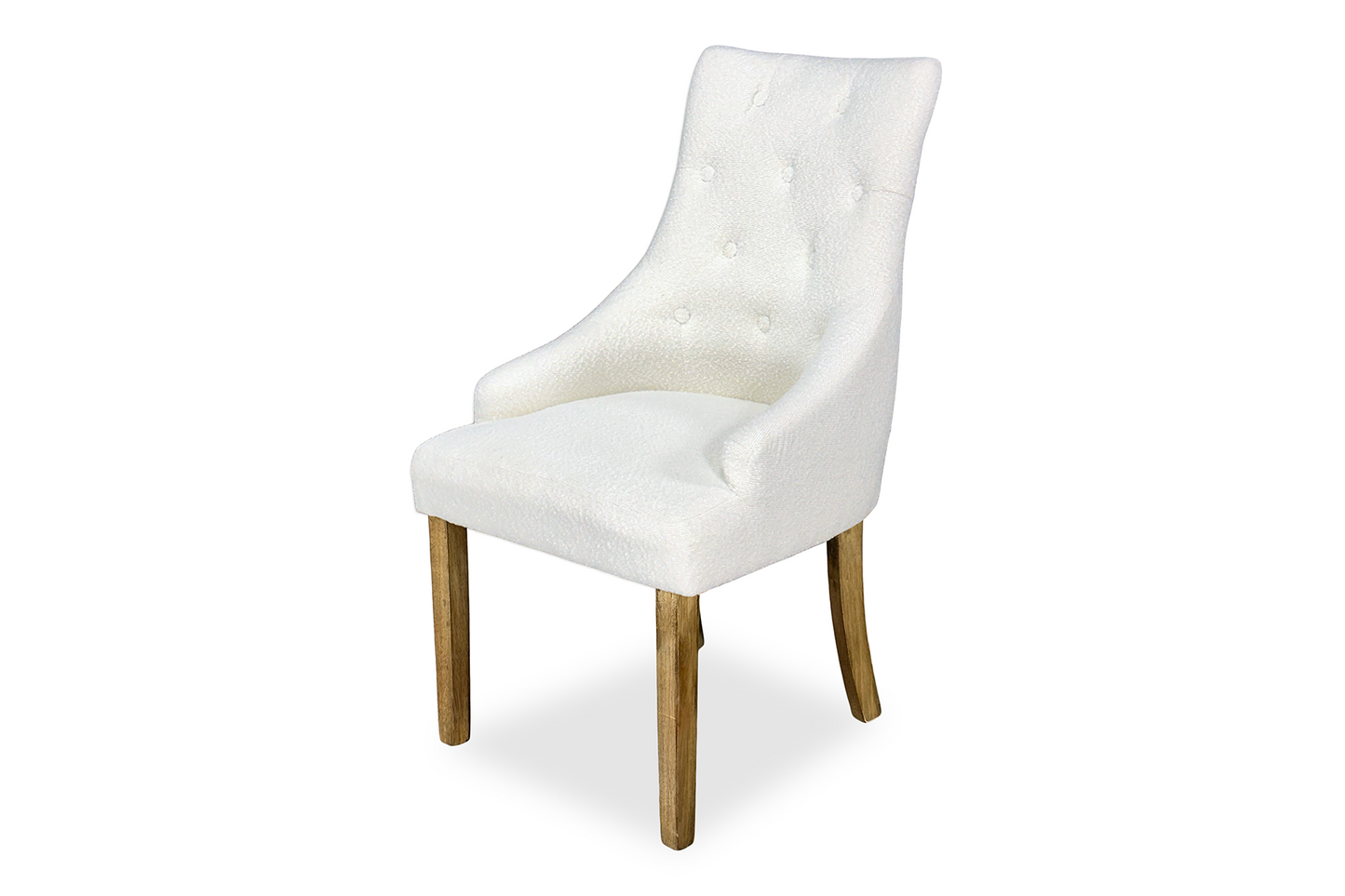 Scoop Back Chair - White Bouclé (Plantation Legs)