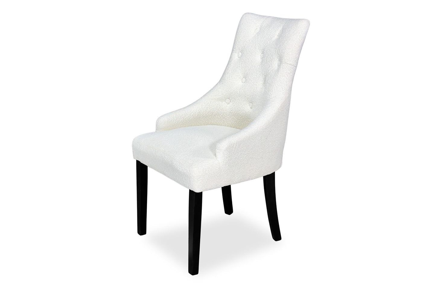 Scoop Back Chair - White Bouclé (Black Legs)