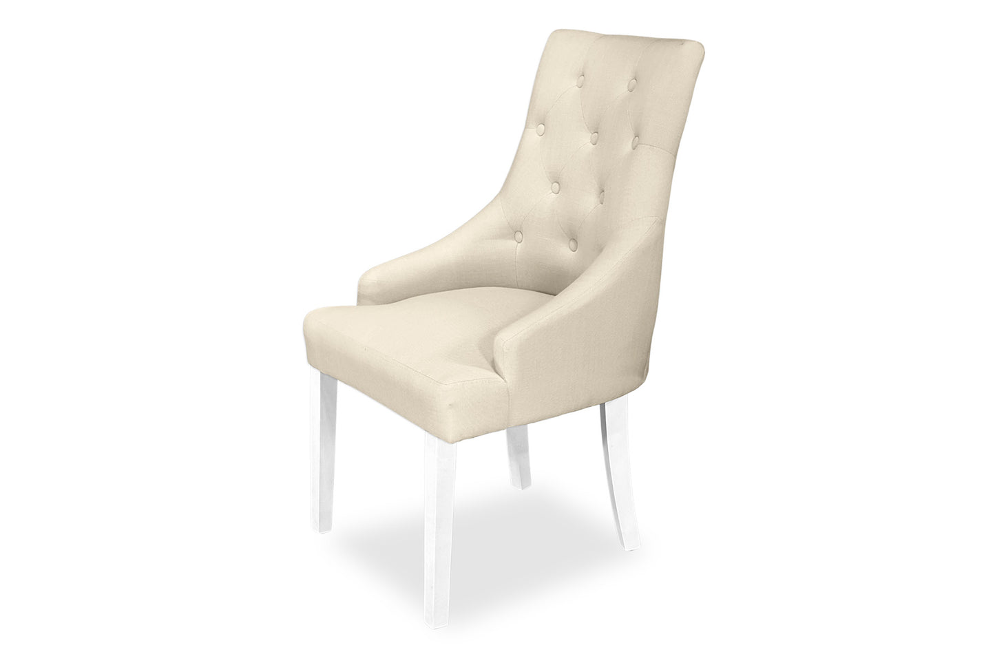 Scoop Back Chair - Natural Linen (White Legs)