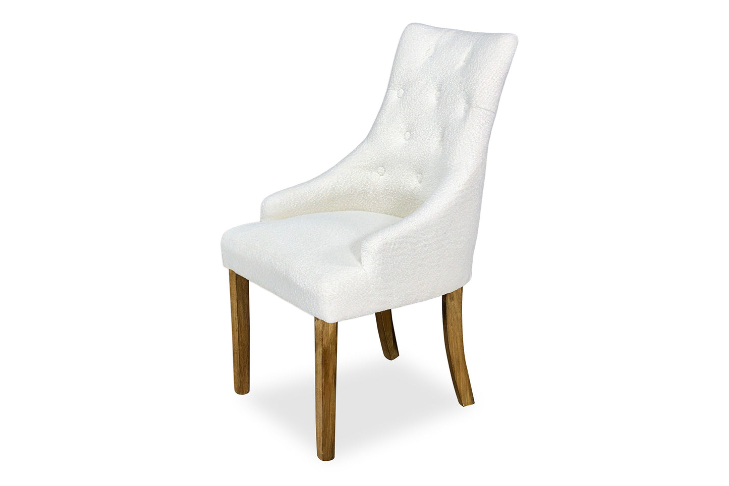 Scoop Back Chair - White Bouclé (Plantation Legs)