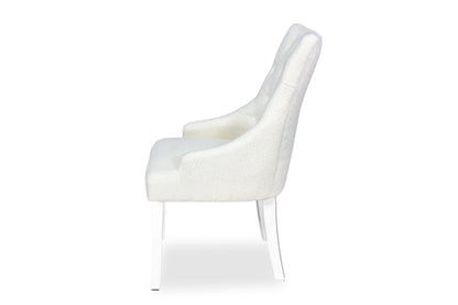 Scoop Back Chair - White Bouclé (White Legs)