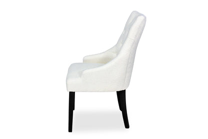 Scoop Back Chair - White Bouclé (Black Legs)