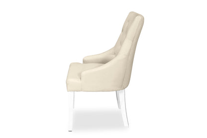 Scoop Back Chair - Natural Linen (White Legs)