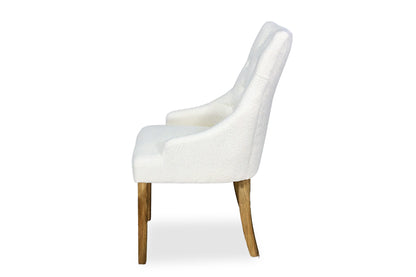 Scoop Back Chair - White Bouclé (Plantation Legs)