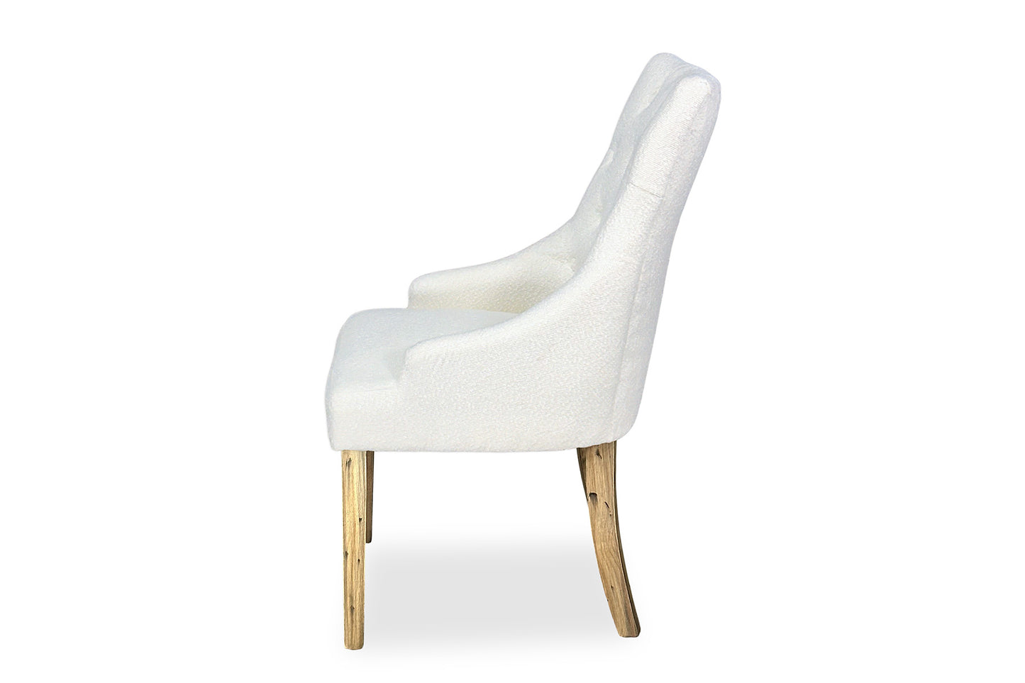 Scoop Back Chair - White Bouclé (Antique Legs)