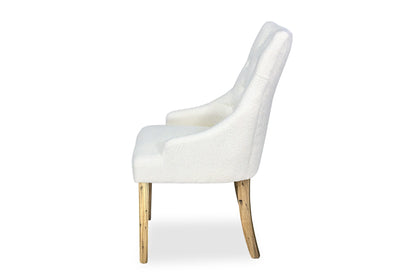 Scoop Back Chair - White Bouclé (Antique Legs)