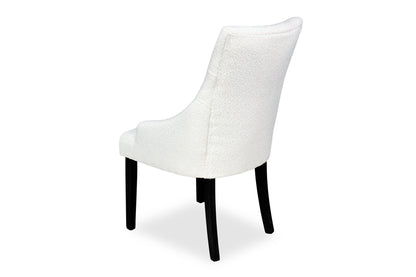 Scoop Back Chair - White Bouclé (Black Legs)