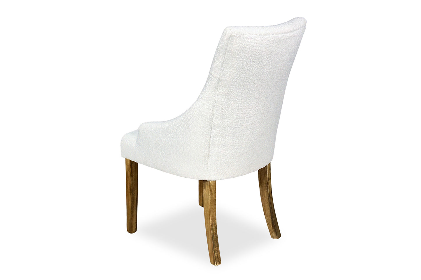 Scoop Back Chair - White Bouclé (Plantation Legs)