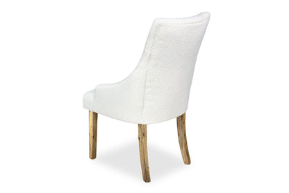 Scoop Back Chair - White Bouclé (Antique Legs)