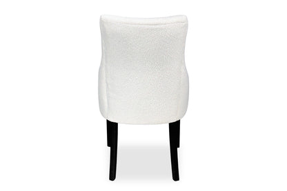 Scoop Back Chair - White Bouclé (Black Legs)