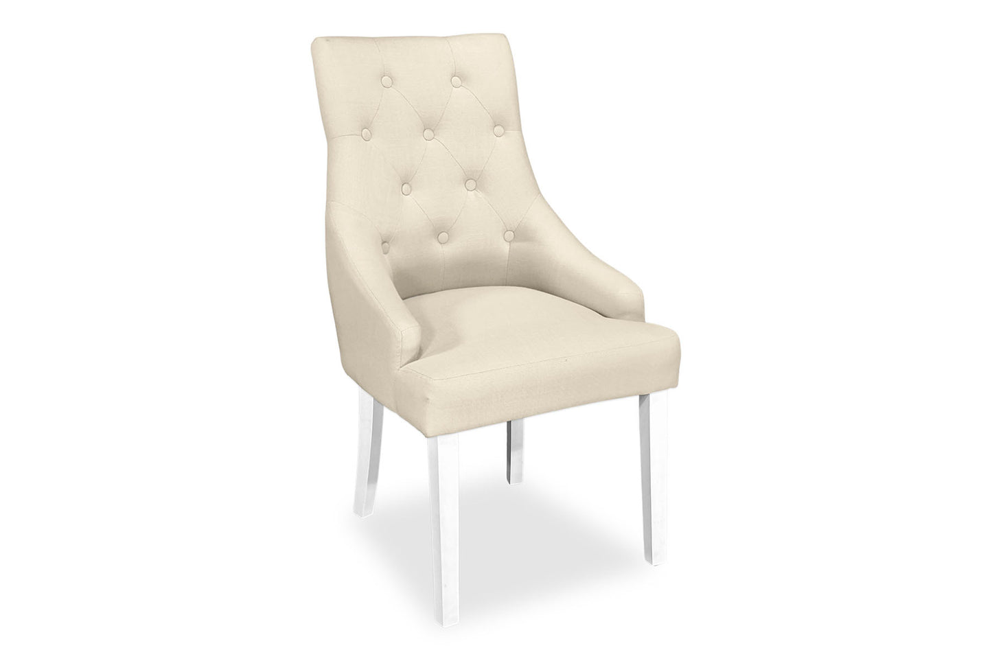 Scoop Back Chair - Natural Linen (White Legs)