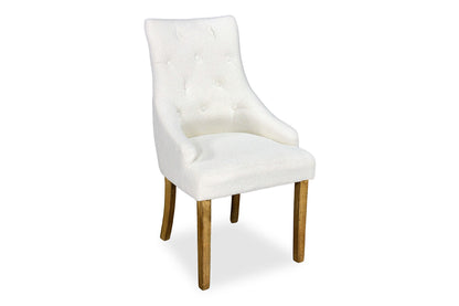 Scoop Back Chair - White Bouclé (Plantation Legs)