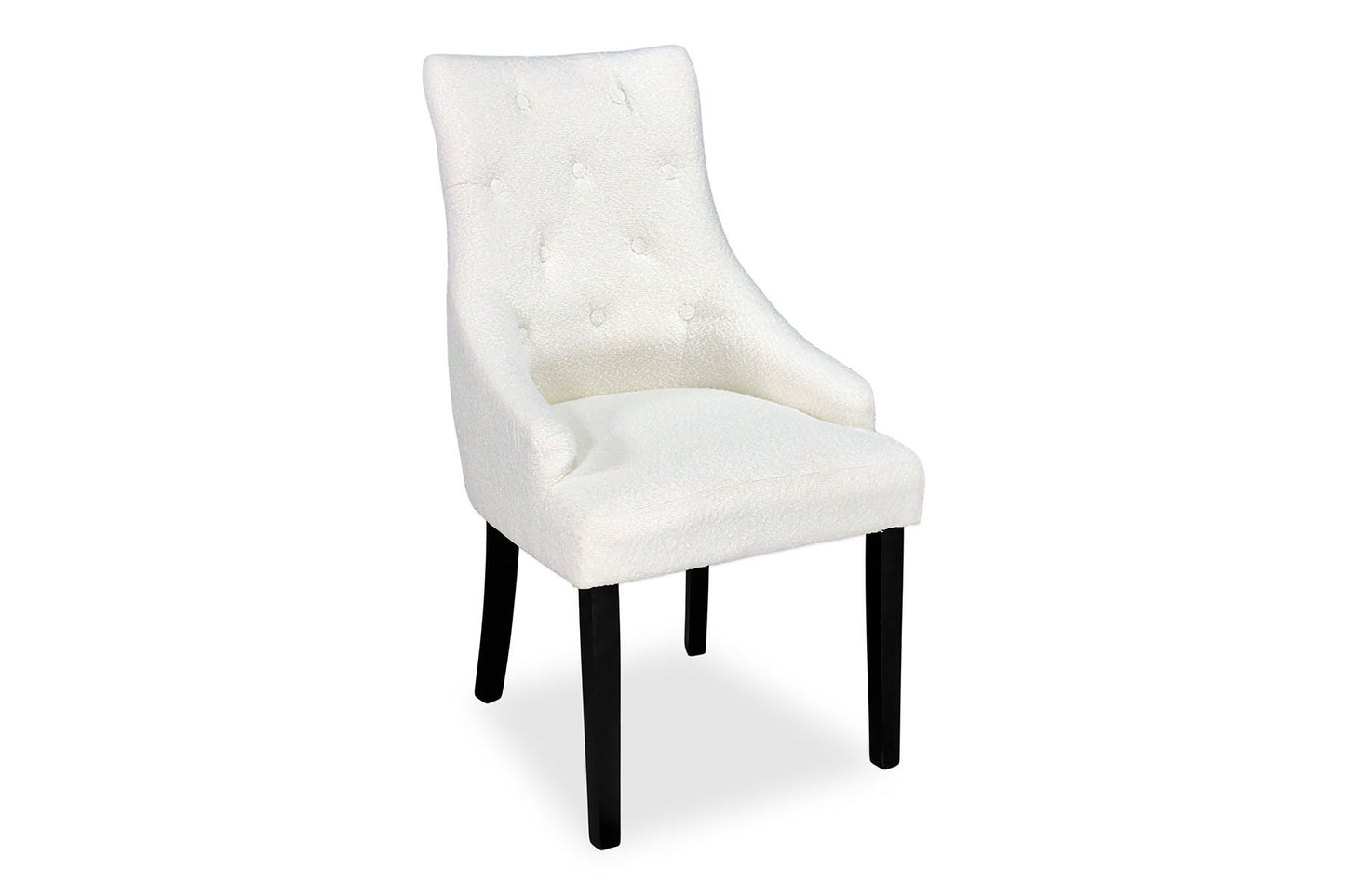 Scoop Back Chair - White Bouclé (Black Legs)