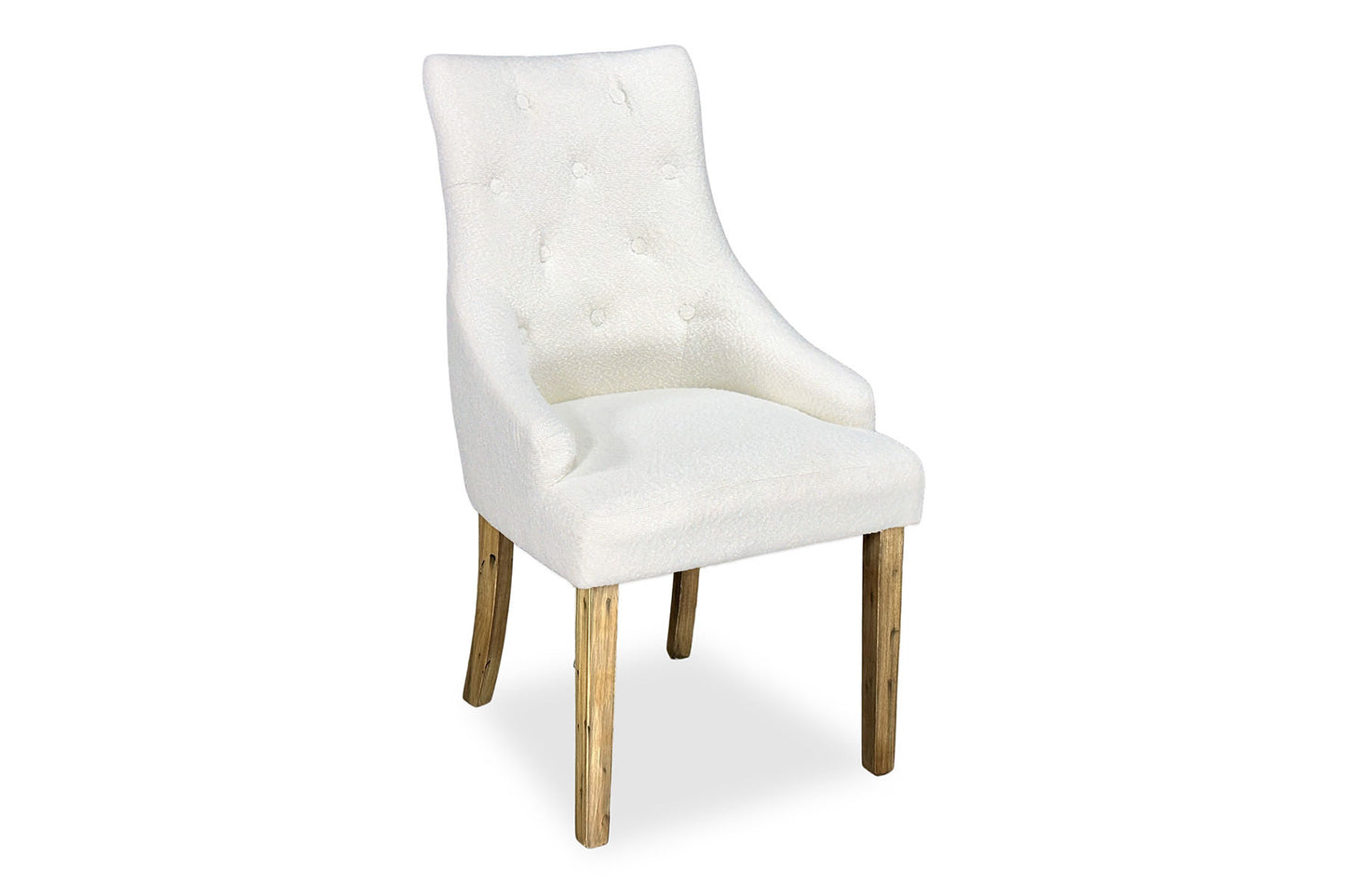 Scoop Back Chair - White Bouclé (Antique Legs)