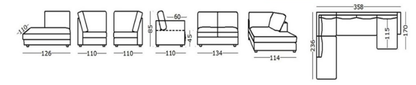 Matrix Modular Sofa - Light Grey (4 Piece)