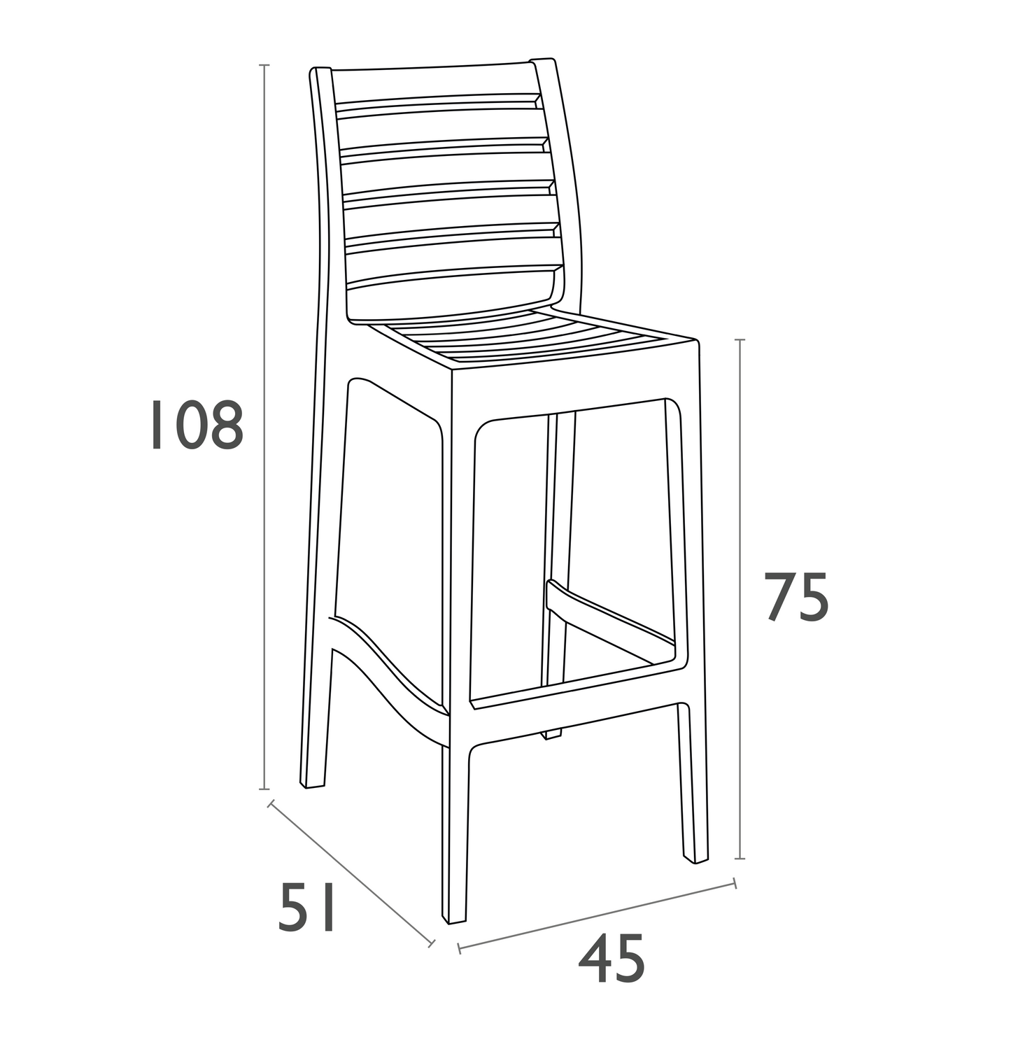 Noosa Outdoor Barstool - White