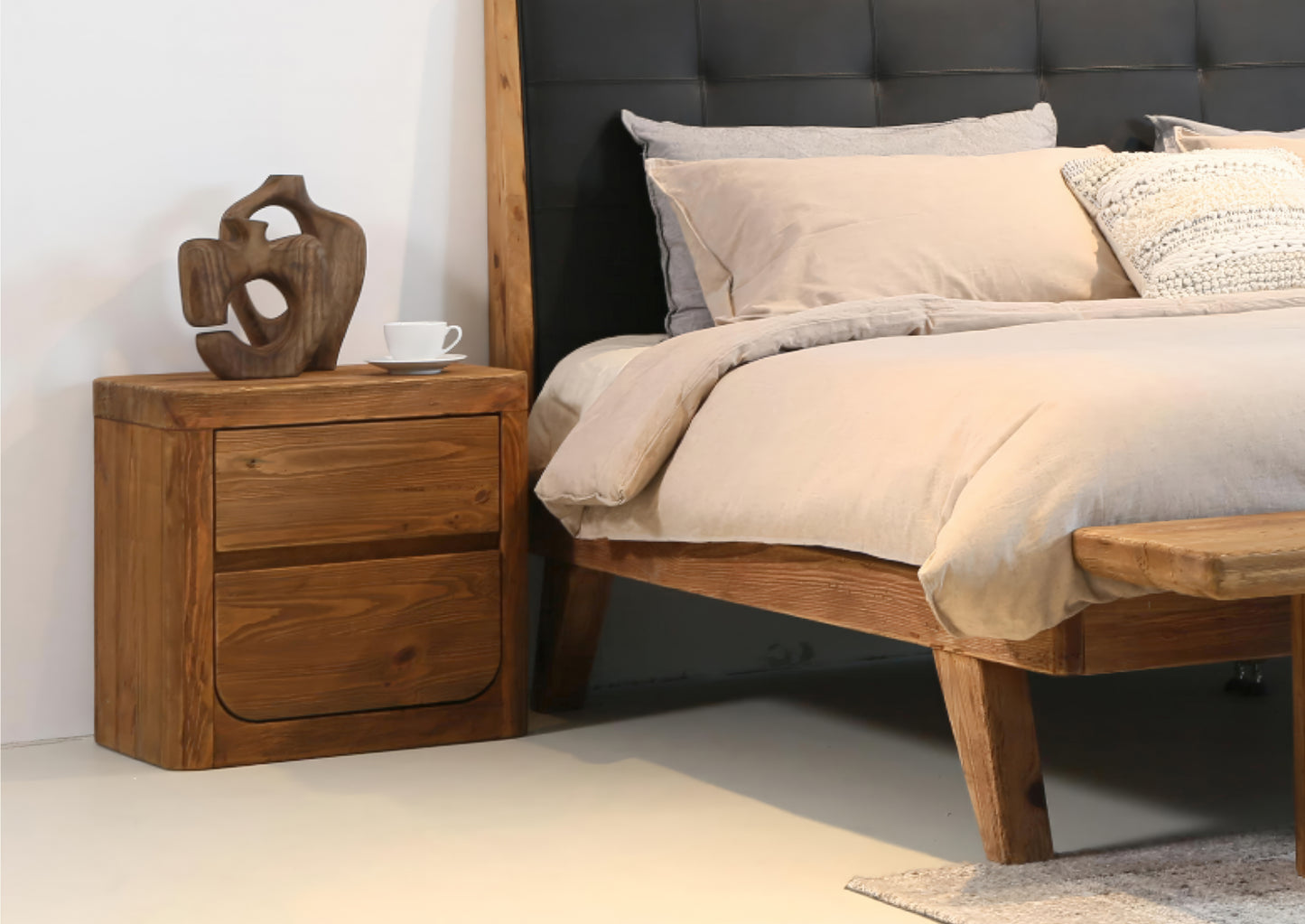 Plantation Bedside Table - Curve