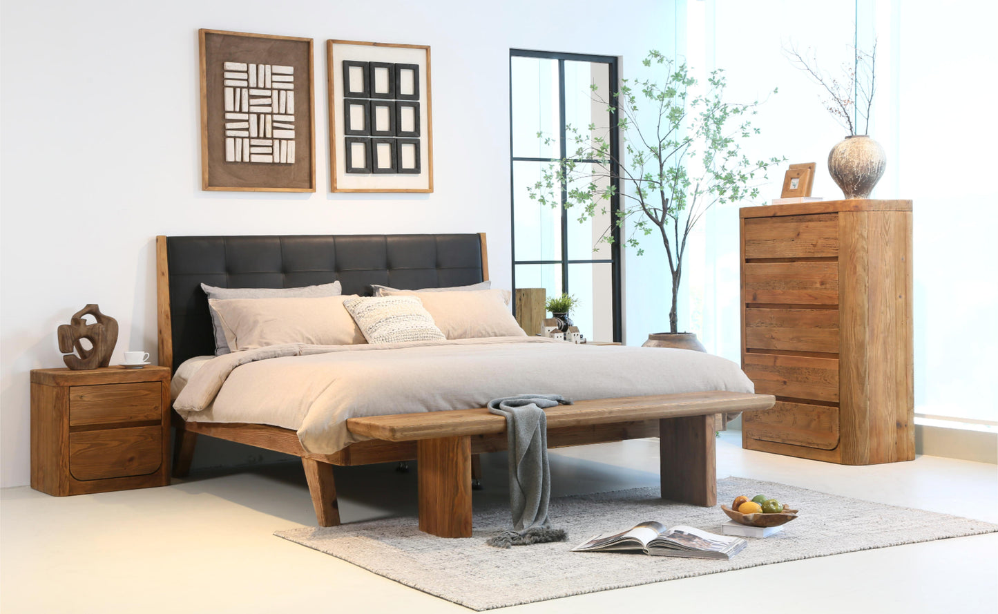 Plantation Bedside Table - Curve