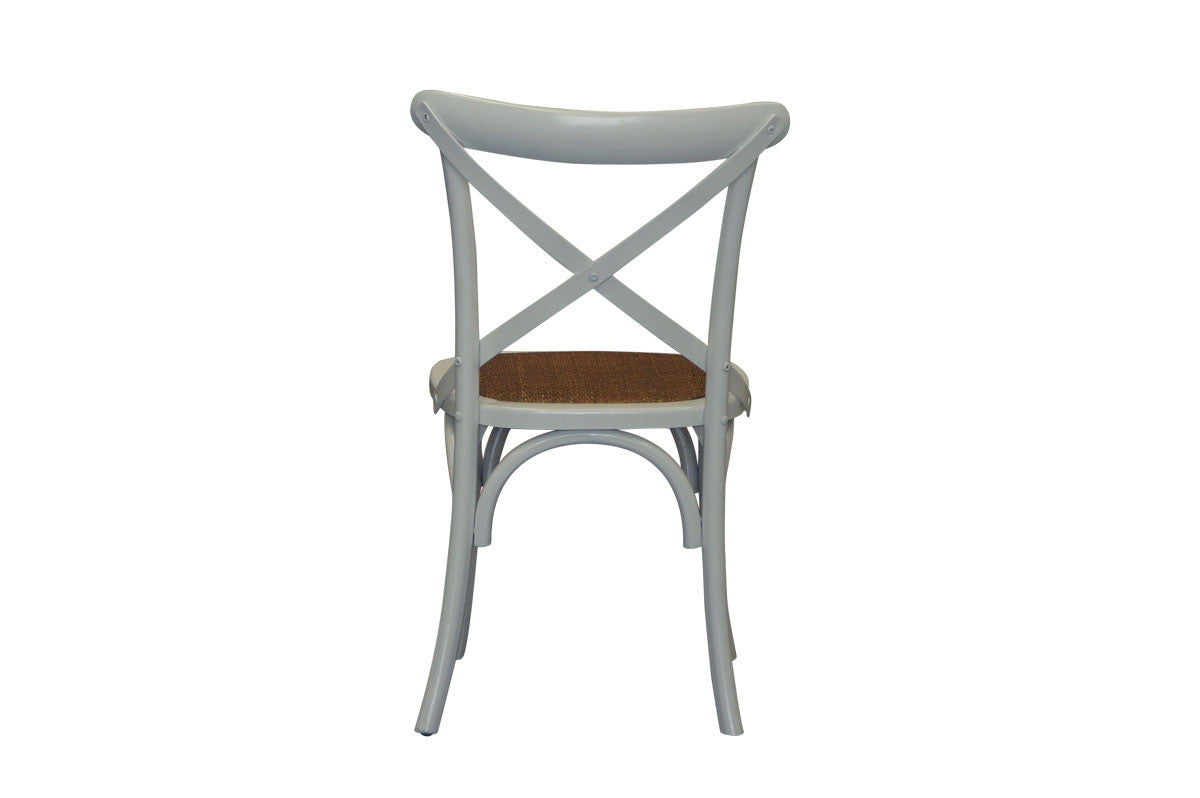 Cross Back Chair - White (Rattan Seat)